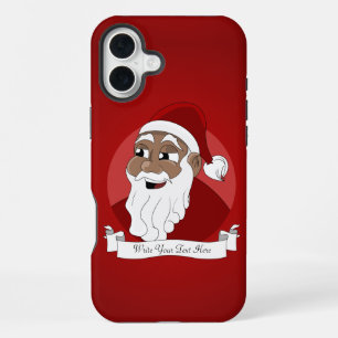 Black Santa Claus Cartoon iPhone 16 Plus Case