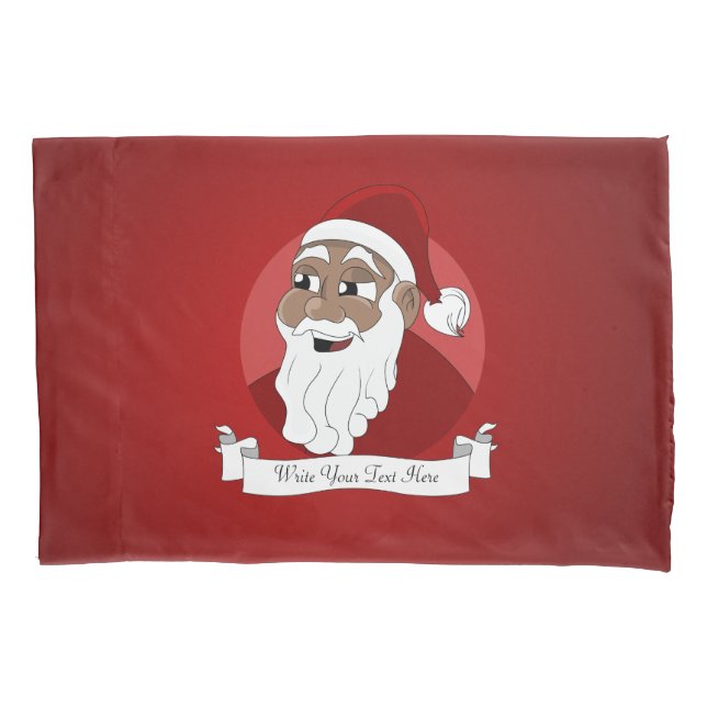 Black Santa Claus Cartoon Pillowcase (Front)