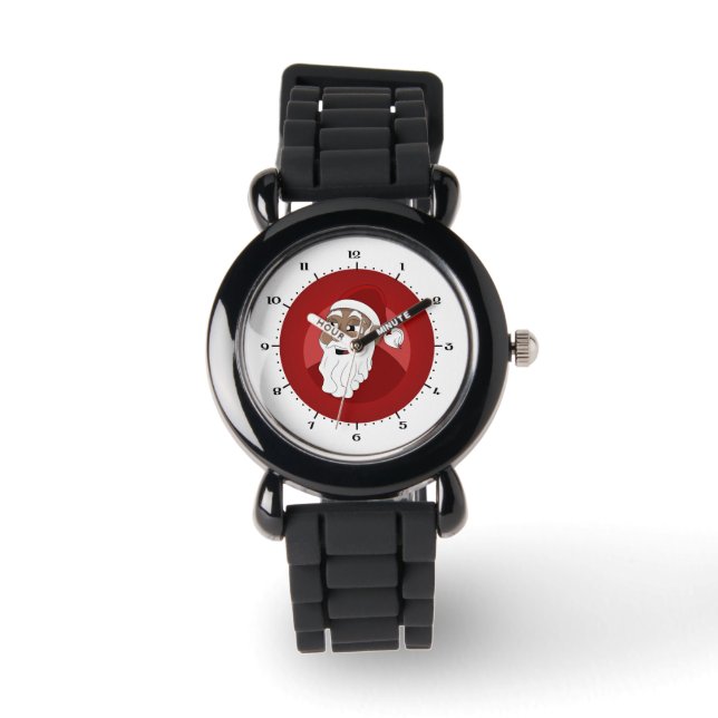 Black Santa Claus Cartoon Watch (Front)
