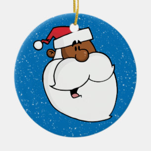 Black Santa Claus Ceramic Ornament