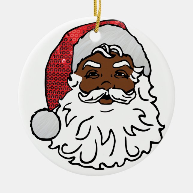 black santa claus ceramic ornament (Front)