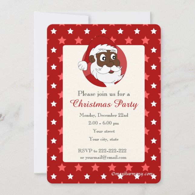 Black Santa Claus Christmas Party invitation (Front)