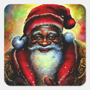 Black Santa Claus Christmas  Square Sticker