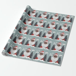 Black Santa Claus Christmas Wrapping Paper