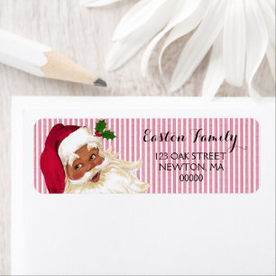 Black Santa Claus Cranberry Stripe Label