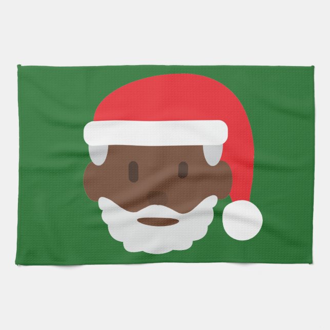black santa claus emoji kitchen towel (Horizontal)