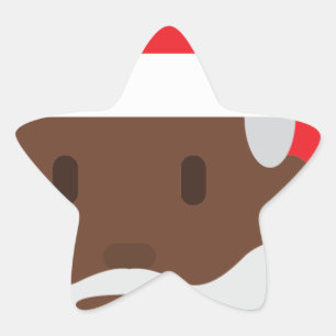 black santa claus emoji star sticker