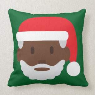black santa claus emoji throw pillow