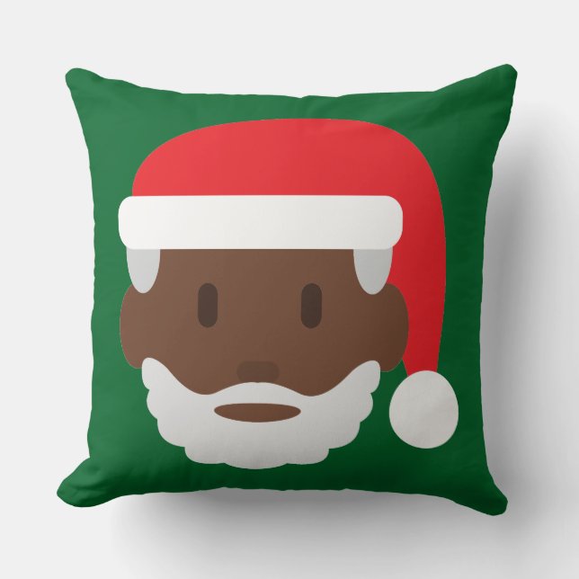 black santa claus emoji throw pillow (Front)