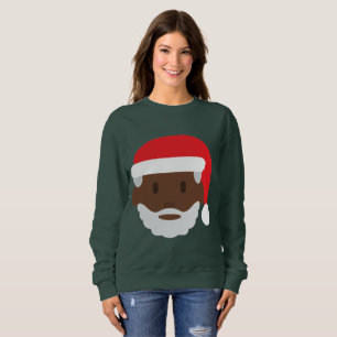 black santa claus emoji xmas femmes sweatshirt