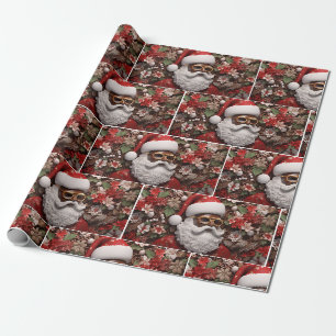 Black Santa Claus Melanin Christmas 3D St. Nick Wrapping Paper