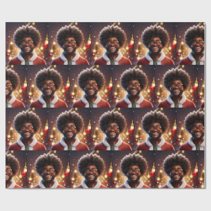 Black santa claus melanin christmas bruh sista wrapping paper