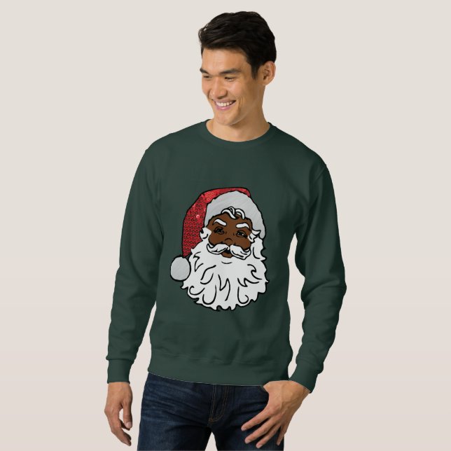 black santa claus mens sweatshirt (Front Full)
