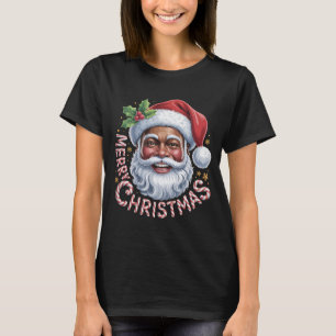 Black Santa Claus Merry Christmas Shirt African Am