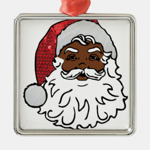 black santa claus metal ornament