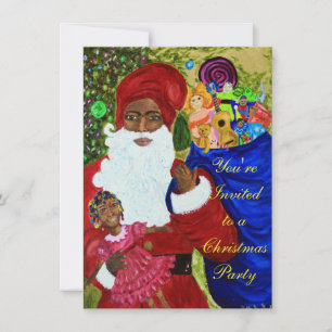 Black Santa Claus Party Invitations - Customizable