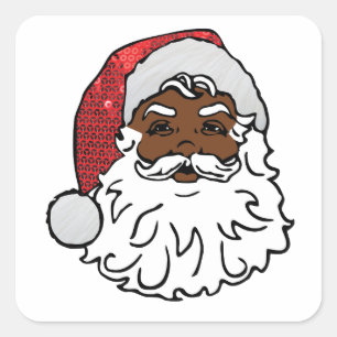 black santa claus square sticker