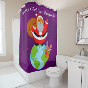 Black Santa Claus standing on the Earth,