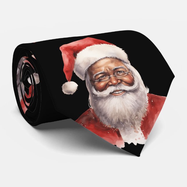 Black Santa Claus Tie (Rolled)