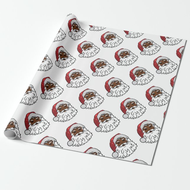 black santa claus wrapping paper (Unrolled)