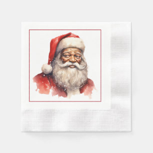 Black Santa Cocktail Napkins
