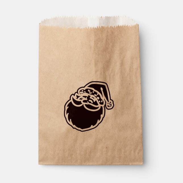 Black Santa Face Christmas Holiday Favour Treat Favour Bag (Front)