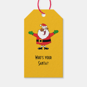 Black Santa Hugs Paper Gift Tag