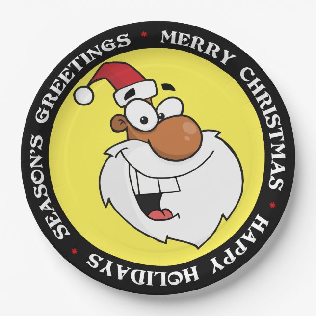 Black Santa is Making His Naughty List Paper Plate (Front)