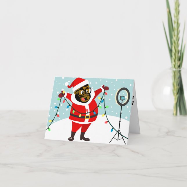 Black Santa LIVE! Holiday Card (Front)