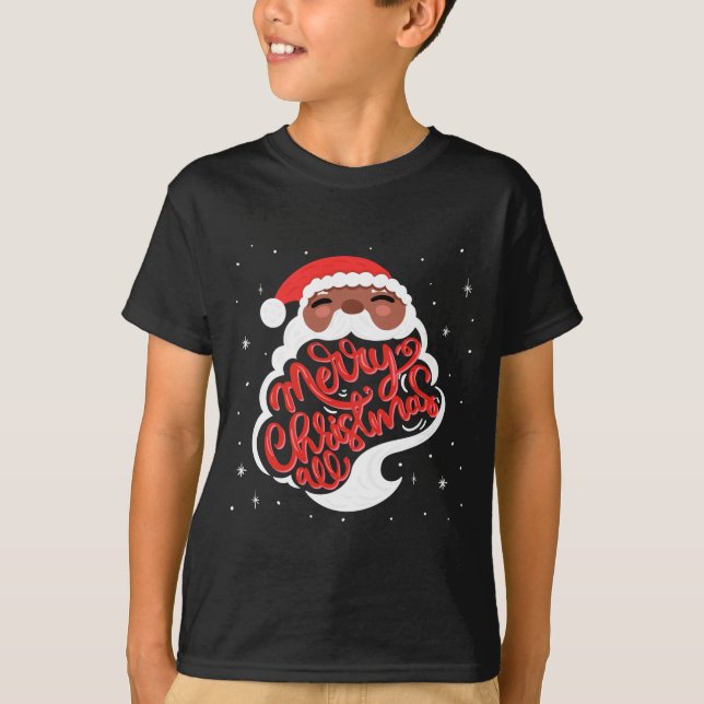 Black Santa Merry Christmas All Toddler T Shirt  (Front)