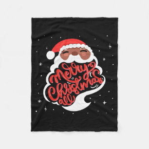 Black Santa Merry Christmas All Toddler T Shirt  Fleece Blanket