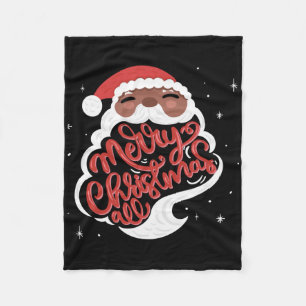 Black Santa Merry Christmas All Toddler T Shirt  Fleece Blanket