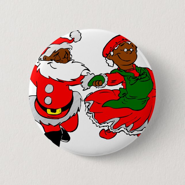 black santa mrs claus 2 inch round button (Front)