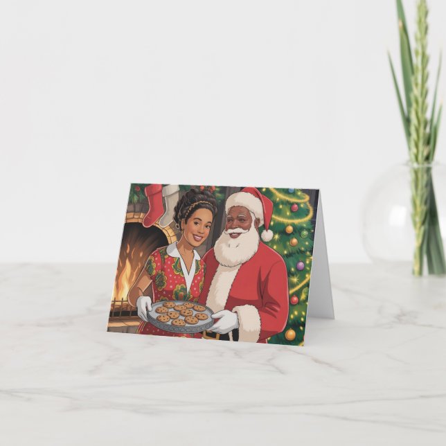 Black Santa & Mrs. Claus Christmas Card  (Front)
