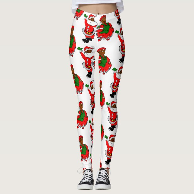 black santa mrs claus leggings (Front)