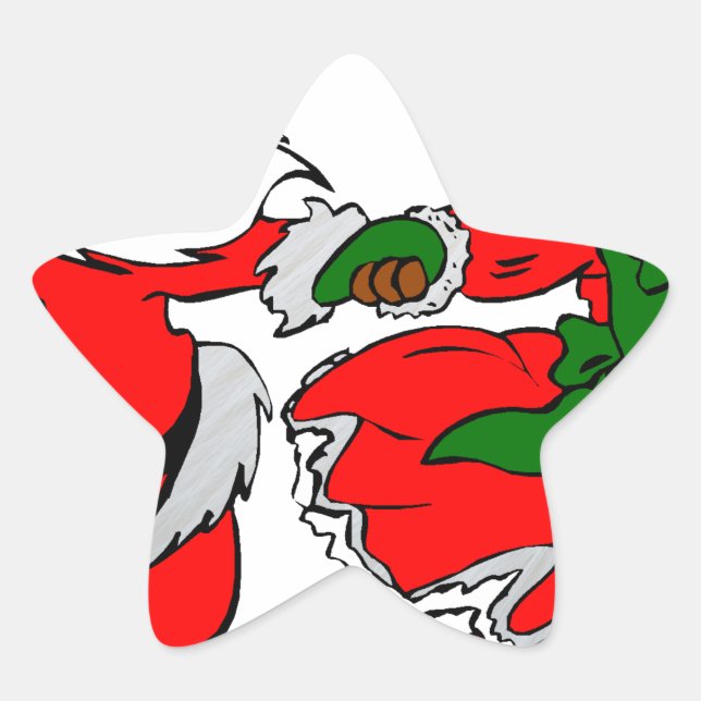 black santa mrs claus star sticker (Front)