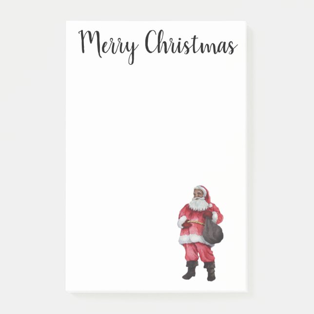 Black Santa Notepad Post It Notes (Front)