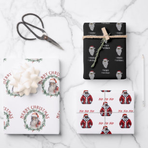 Black Santa Pattern African American Christmas Wrapping Paper Sheet