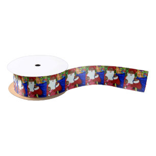Black Santa Spools of Christmas Ribbon - Gifts Satin Ribbon