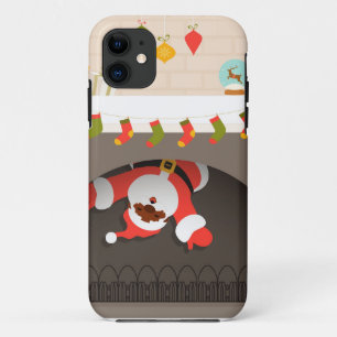 black santa stuck in fireplace iPhone 11 case