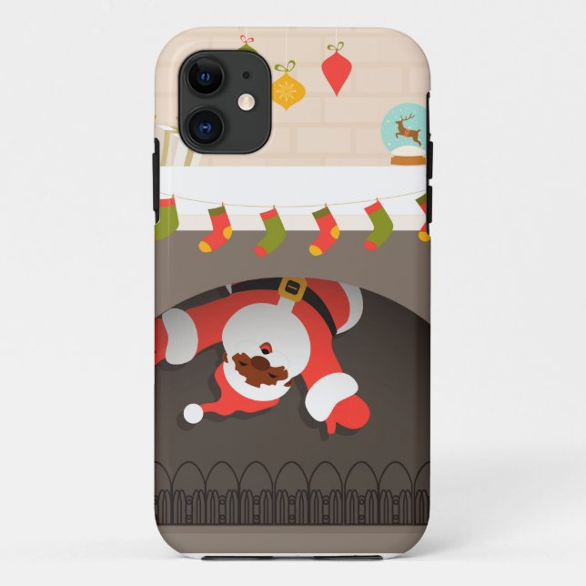 black santa stuck in fireplace Case-Mate iPhone case (Back)
