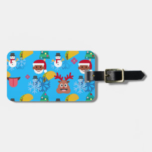 black santa taco christmas luggage tag