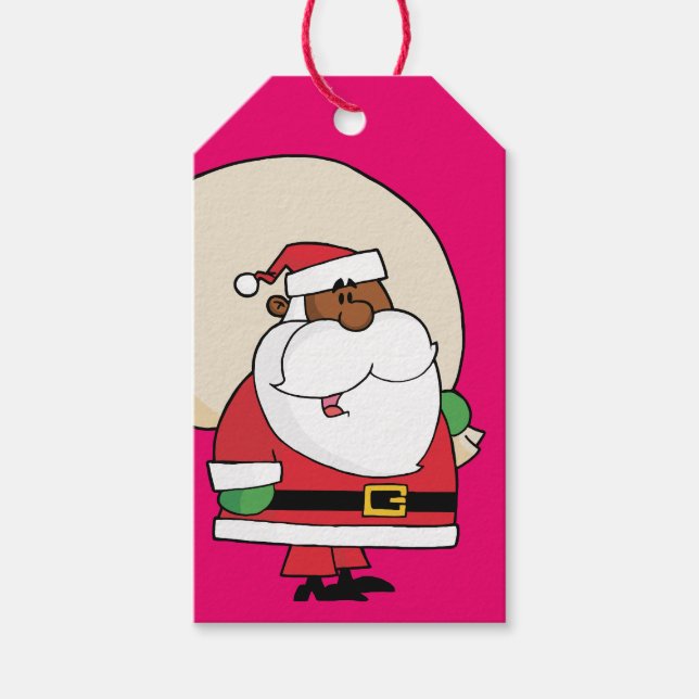 Black Santa Toy Sack Paper Gift Tag (Front)