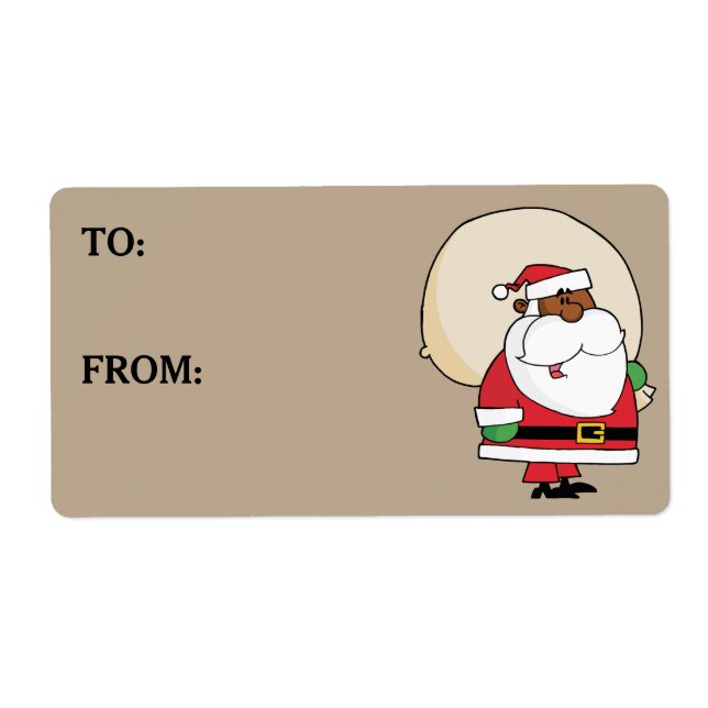 Black Santa Toy Sack Printed Gift Label (Front)