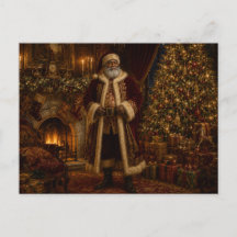 Black Santa Victorian Christmas Postcard