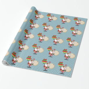 Black Santa with Gifts Wrapping Paper