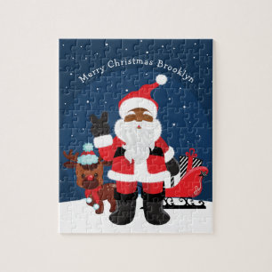 Black Santa with Sleigh Jigsaw Puzzle