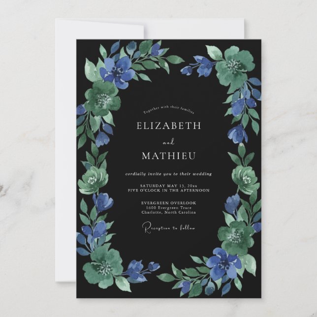 Black Sapphire Painted Wedding Invitation (Front)