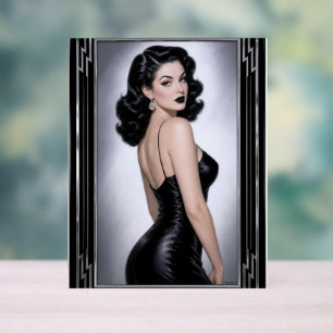 Black Satin Classic Portrait Genevieve Thornecroft Acrylic Sign
