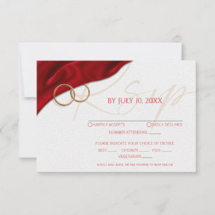 Black Satin with Wedding Rings Response Card